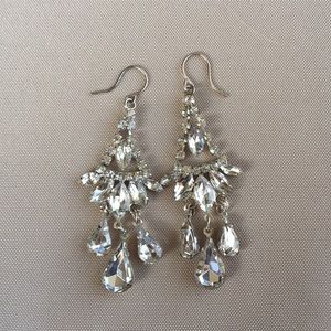 Silver Chandelier Diamond Earrings-Costume Jewelry